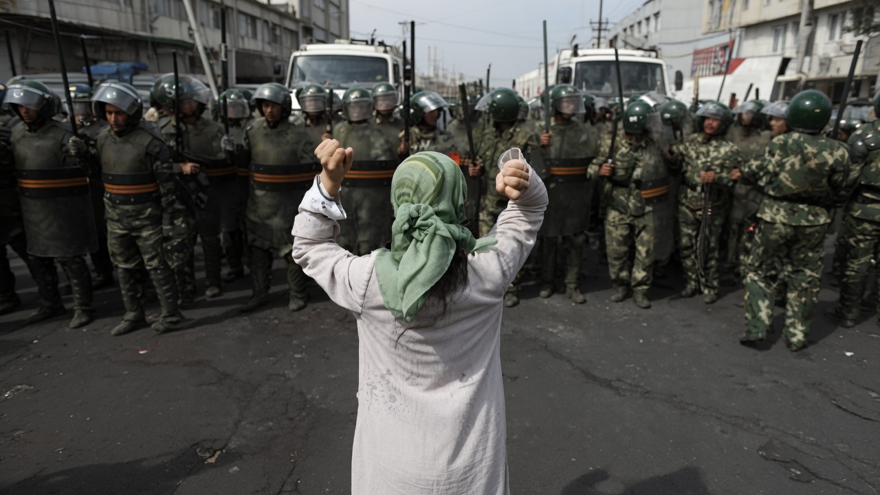 Uyghur protesters in Yarkand, Xinjiang, on 28 July 2014, during the Yarkand Massacre commemoration.